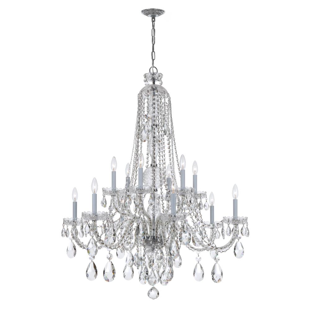 Crystorama Lighting 1112-CH-CL-MWP Traditional Crystal 12 Light Clear Crystal Chrome Chandelier
