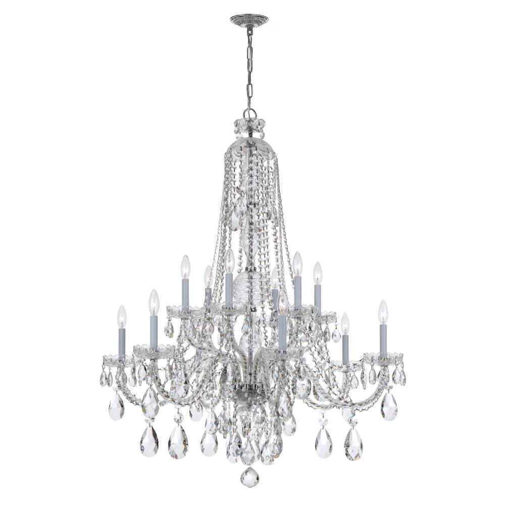 Crystorama Lighting 1114-CH-CL-MWP Traditional Crystal 12 Light Clear Crystal Chrome ChandelierI