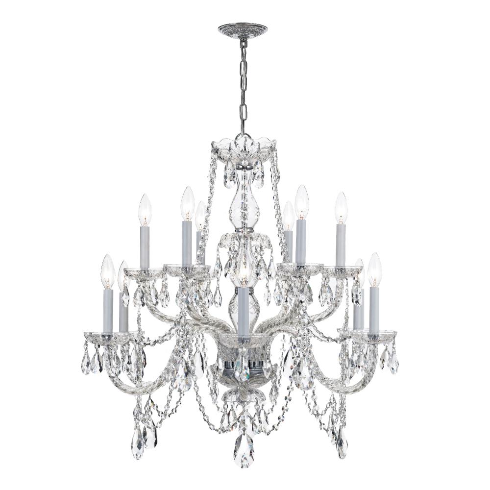 Crystorama Lighting 1135-CH-CL-MWP Traditional Crystal 12 Light Chrome Chandelier