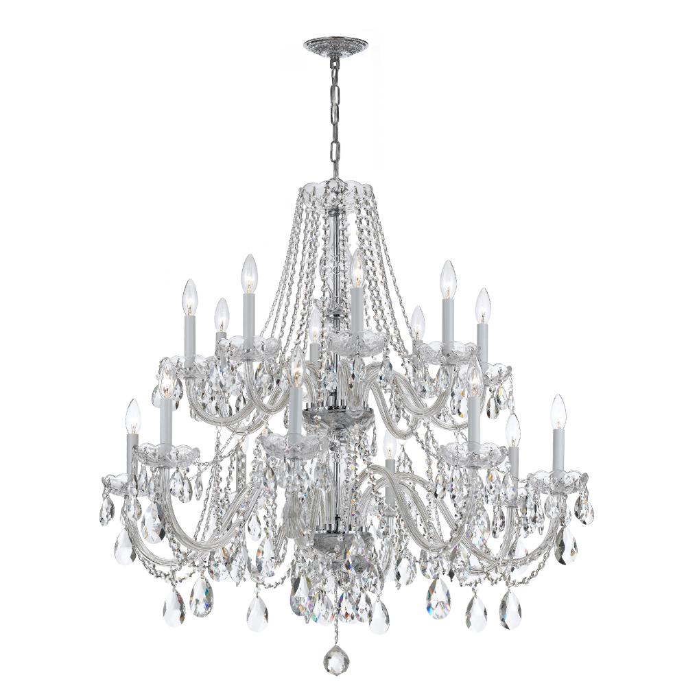 Crystorama Lighting 1139-CH-CL-MWP Traditional Crystal 16 Light Chrome Chandelier