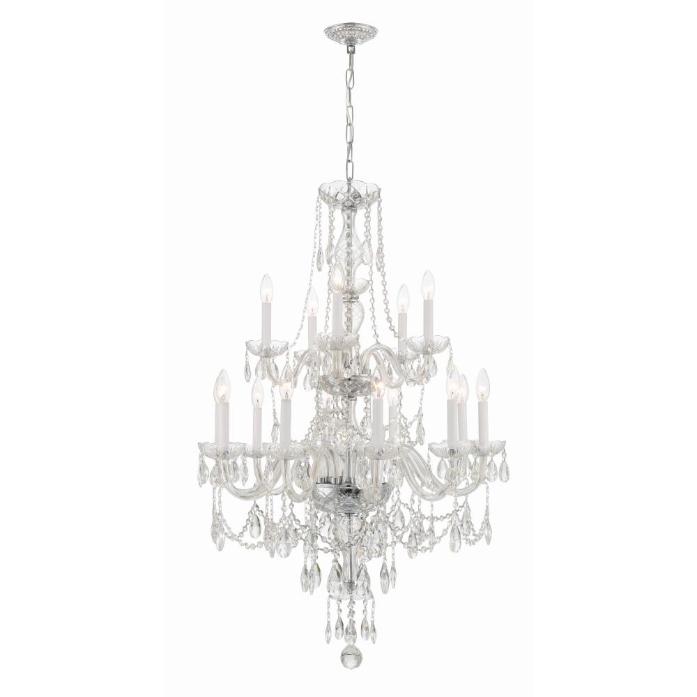 Crystorama Lighting 1155-CH-CL-MWP Traditional Crystal 15 Light Polished Chrome Chandelier