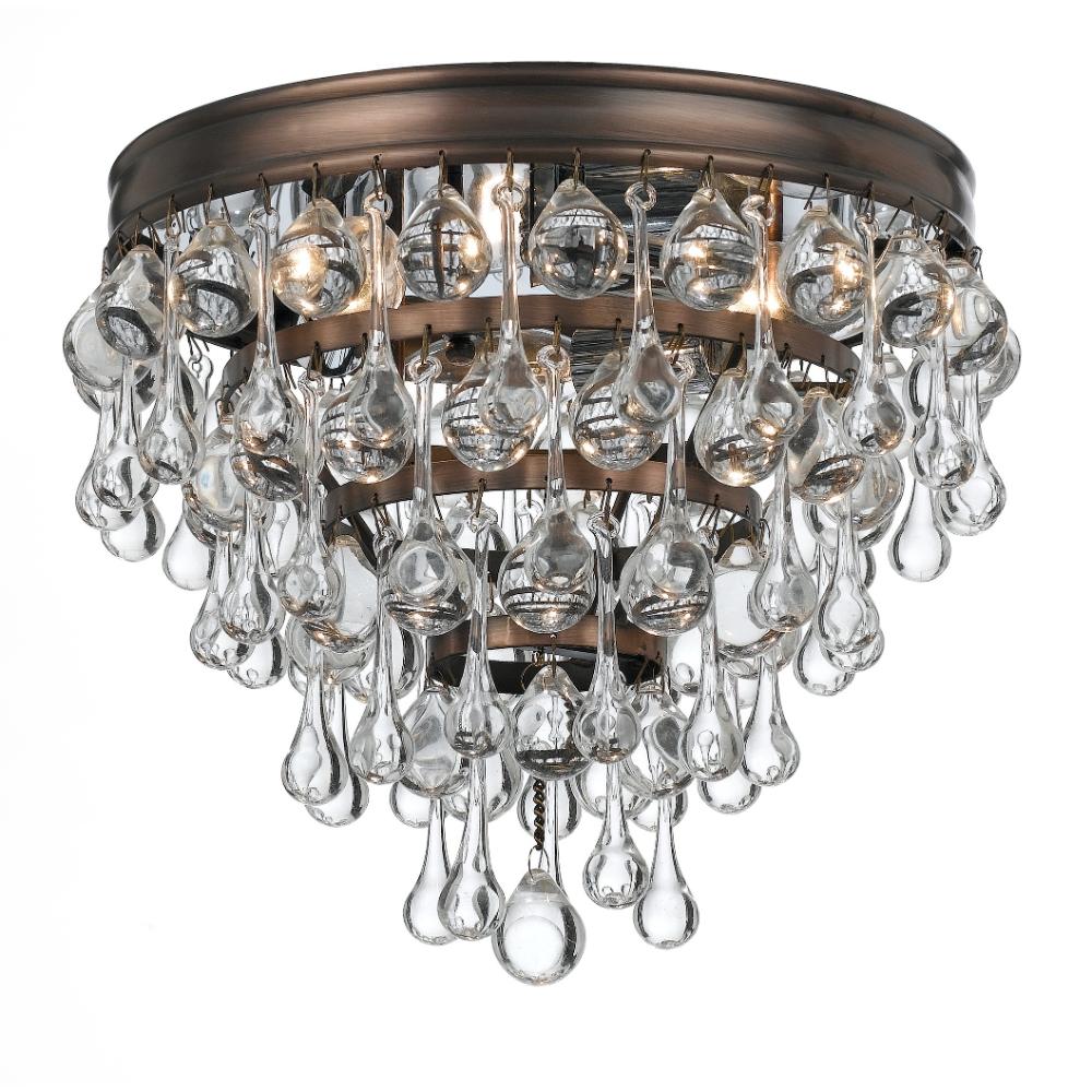Crystorama Lighting 135-VZ Calypso 3 Light Vibrant Bronze Transitional Ceiling Mount Draped In Clear Glass Drops
