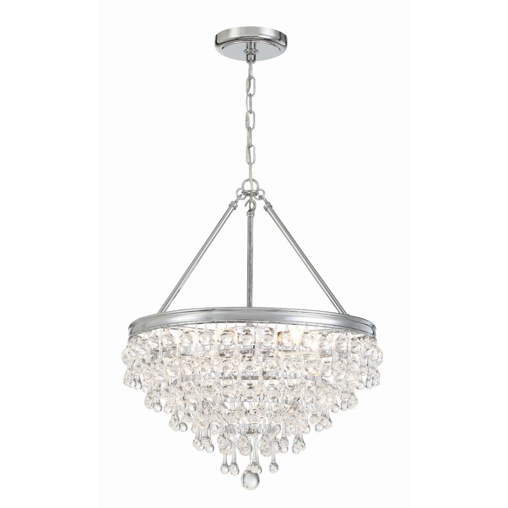 Crystorama Lighting 136-CH Calypso 6 Light Polished Chrome Transitional Chandelier Draped In Clear Glass Drops