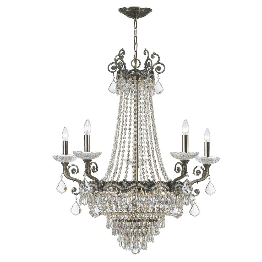 Crystorama 1486-HB-CL-MWP Majestic 11 Light Hand Cut Crystal Historic Brass Chandelier