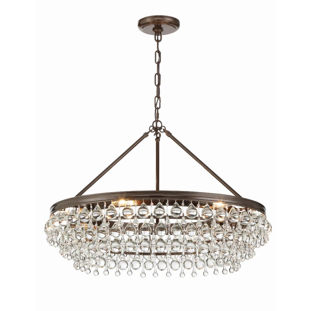 Crystorama Lighting 275-VZ Calypso 6 Light Vibrant Bronze Eclectic Chandelier Draped In Clear Glass Drops
