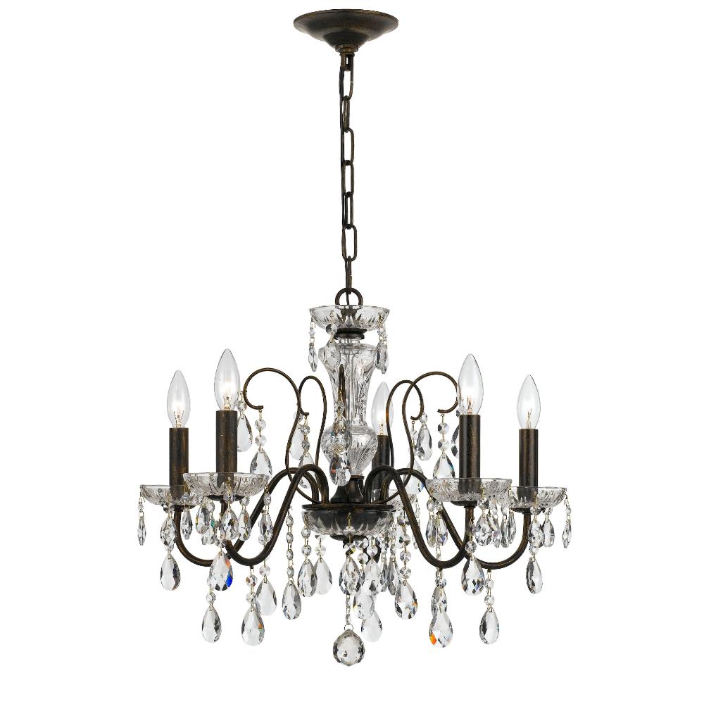 Crystorama Lighting 3025-EB-CL-S Butler 5 Light Clear Crystal English Bronze Chandelier