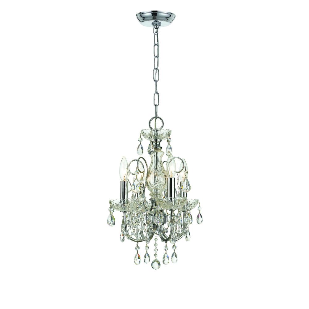Crystorama Lighting 3224-CH-CL-MWP Imperial 4 Light Clear Crystal Chrome Mini Chandelier