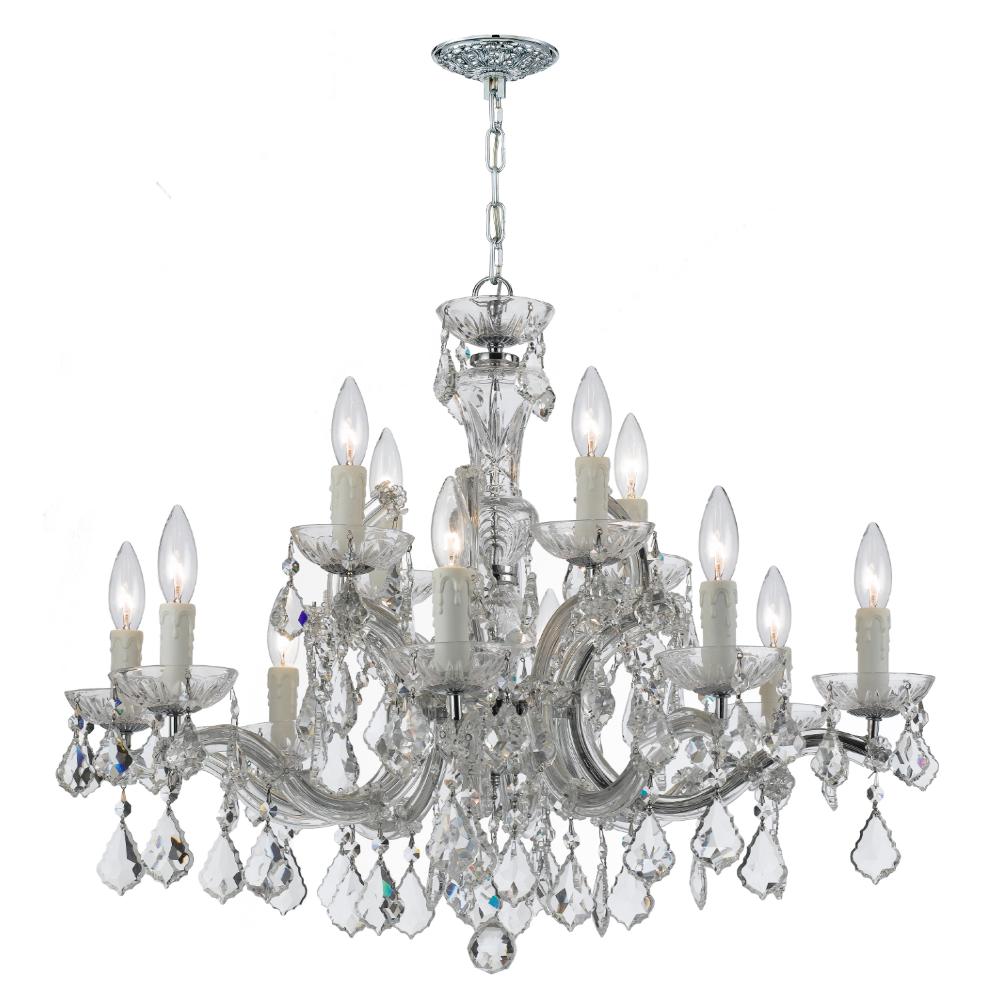 Crystorama Lighting 4379-CH-CL-MWP Maria Theresa 12 Light Clear Crystal Chrome Chandelier