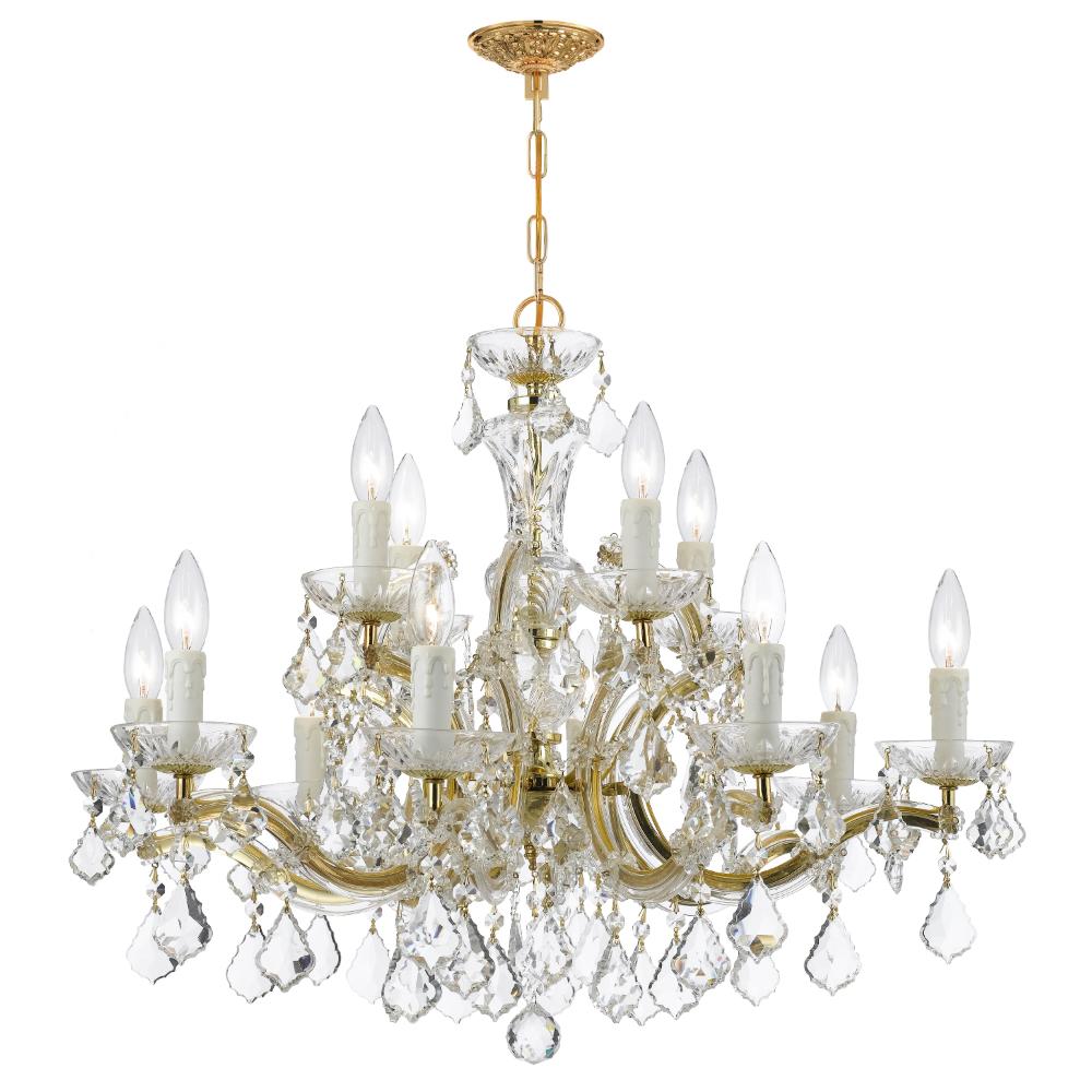 Crystorama Lighting 4379-GD-CL-MWP Maria Theresa 12 Light Clear Crystal Gold Chandelier