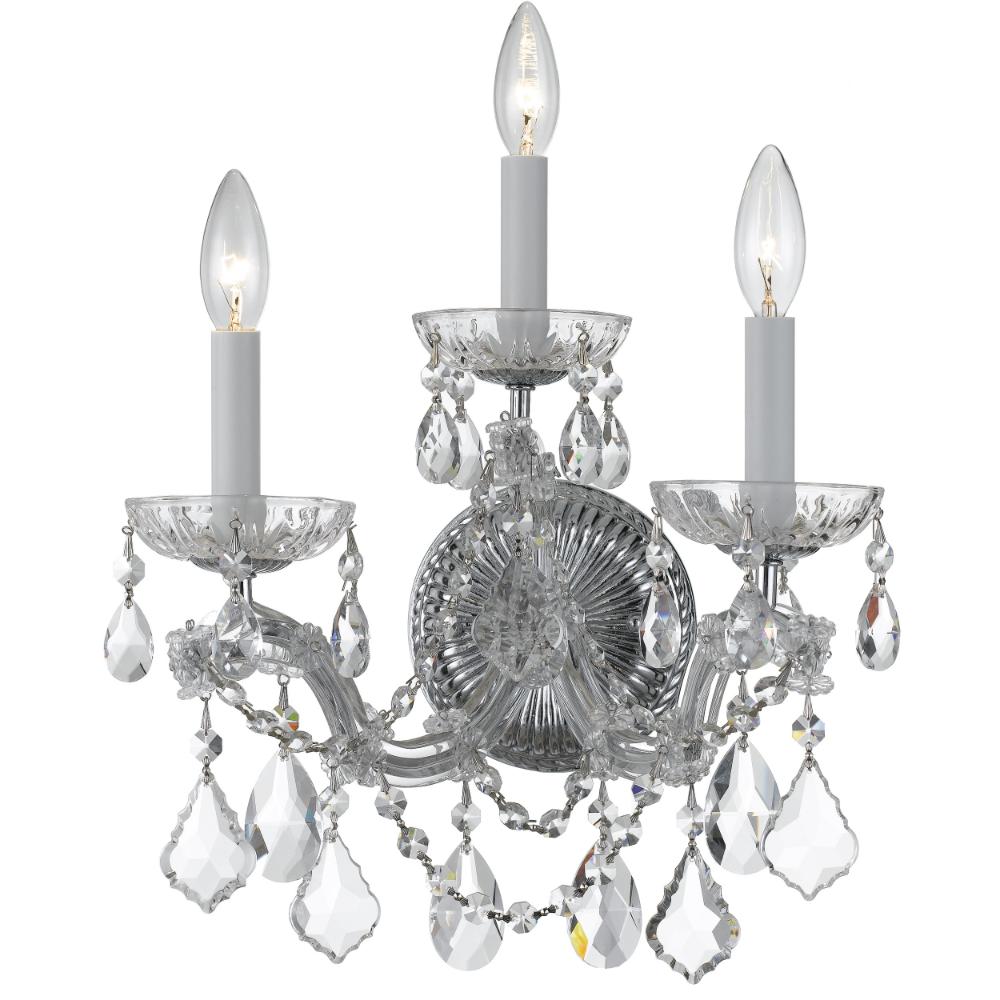 Crystorama Lighting 4403-CH-CL-MWP Maria Theresa 3 Light Clear Crystal Chrome Sconce