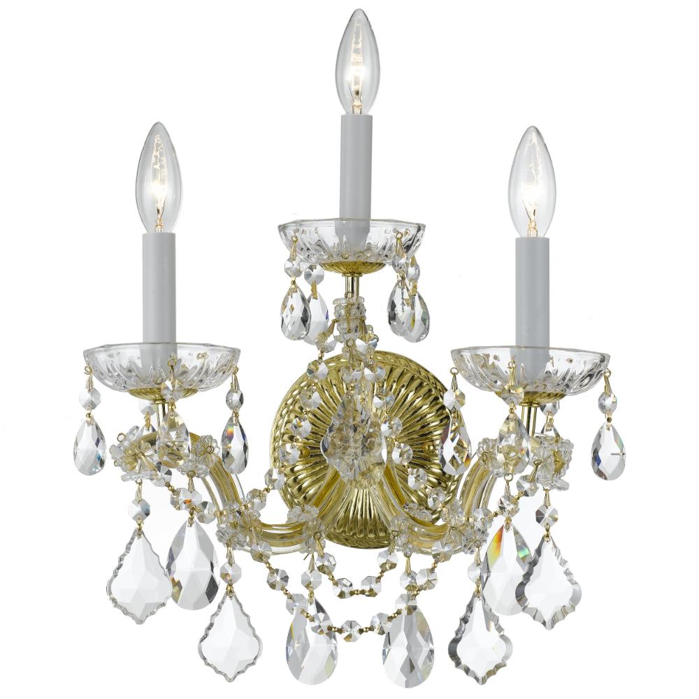 Crystorama Lighting 4403-GD-CL-MWP Maria Theresa 3 Light Clear Crystal Gold Sconce
