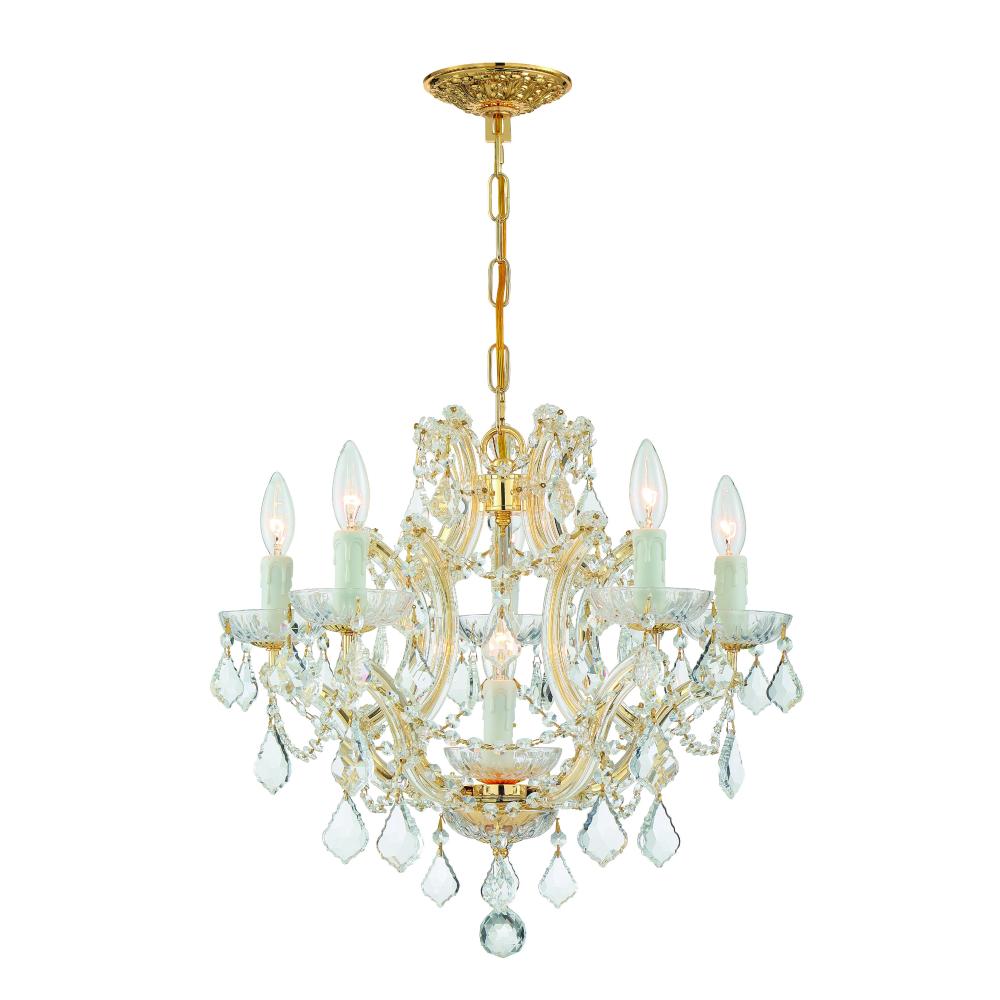Crystorama Lighting 4405-GD-CL-MWP Maria Theresa 6 Light Gold Crystal Mini Chandelier Draped In Clear Hand Cut Crystal