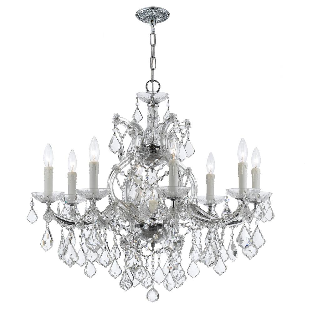 Crystorama Lighting 4408-CH-CL-MWP Maria Theresa 9 Light Clear Crystal Chrome Chandelier