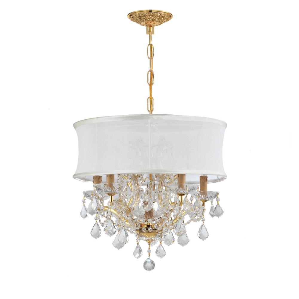 Crystorama 4415-GD-SMW-CLM Brentwood 6 Light Crystal Gold Drum Shade Chandelier II in Gold