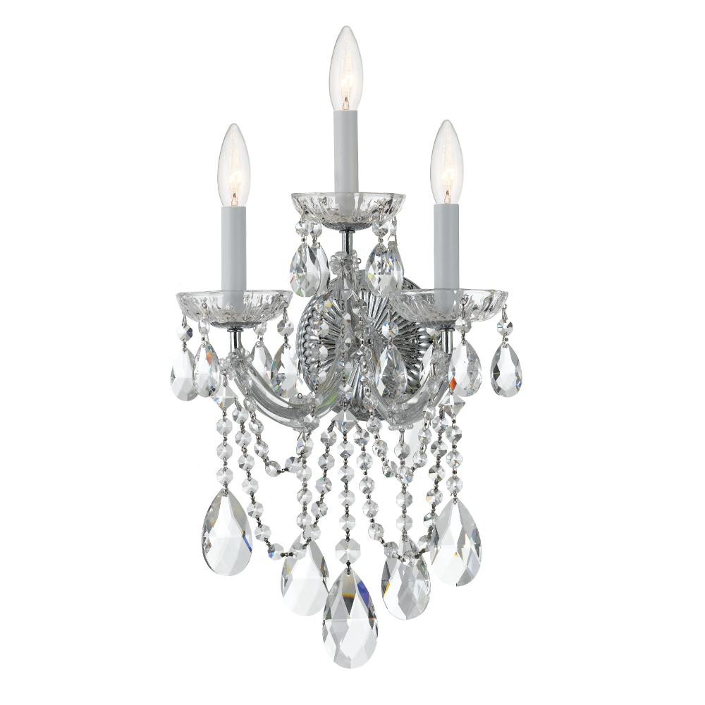 Crystorama Lighting 4423-CH-CL-MWP Maria Theresa 3 Light Clear Crystal Chrome Sconce