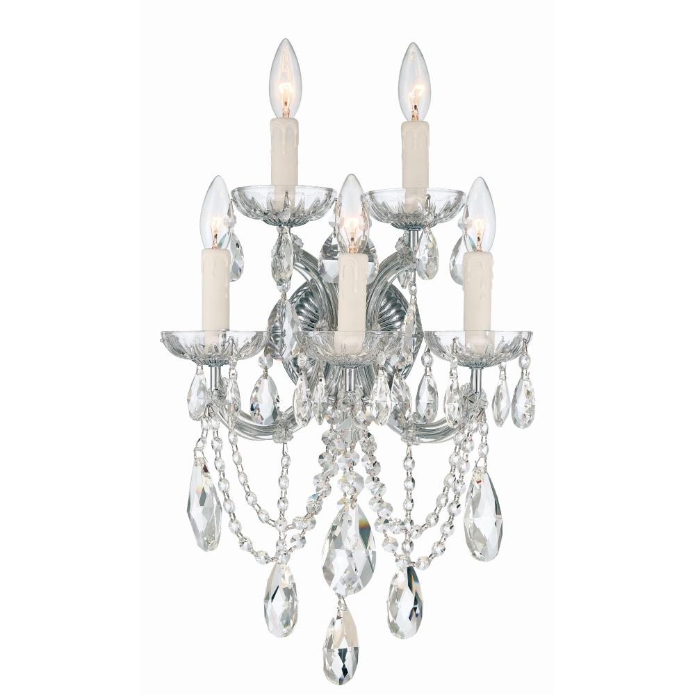 Crystorama Lighting 4425-CH-CL-MWP Maria Theresa 5 Light Clear Crystal Chrome Sconce