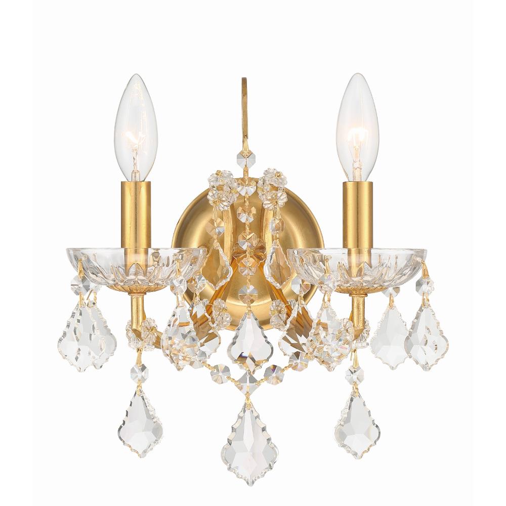 Crystorama Lighting 4452-GA-CL-MWP Filmore 2 Light Clear Crystal Gold Sconce
