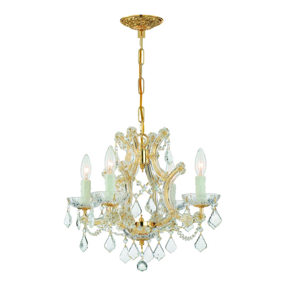 Crystorama Lighting 4474-GD-CL-MWP Maria Theresa 4 Light Clear Crystal Gold Mini Chandelier