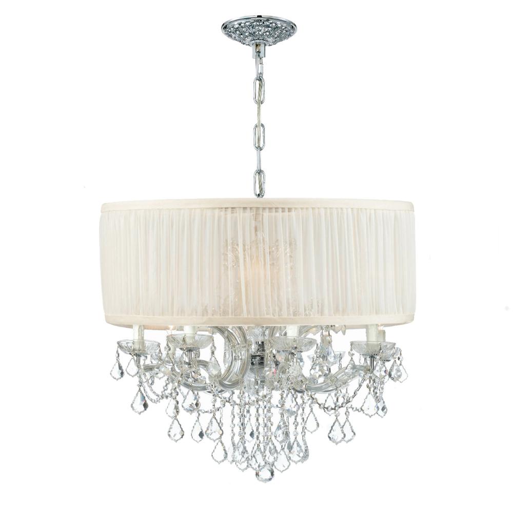 Crystorama Lighting 4489-CH-SAW-CLM Brentwood 12 Light Drum Shade Chrome Chandelier