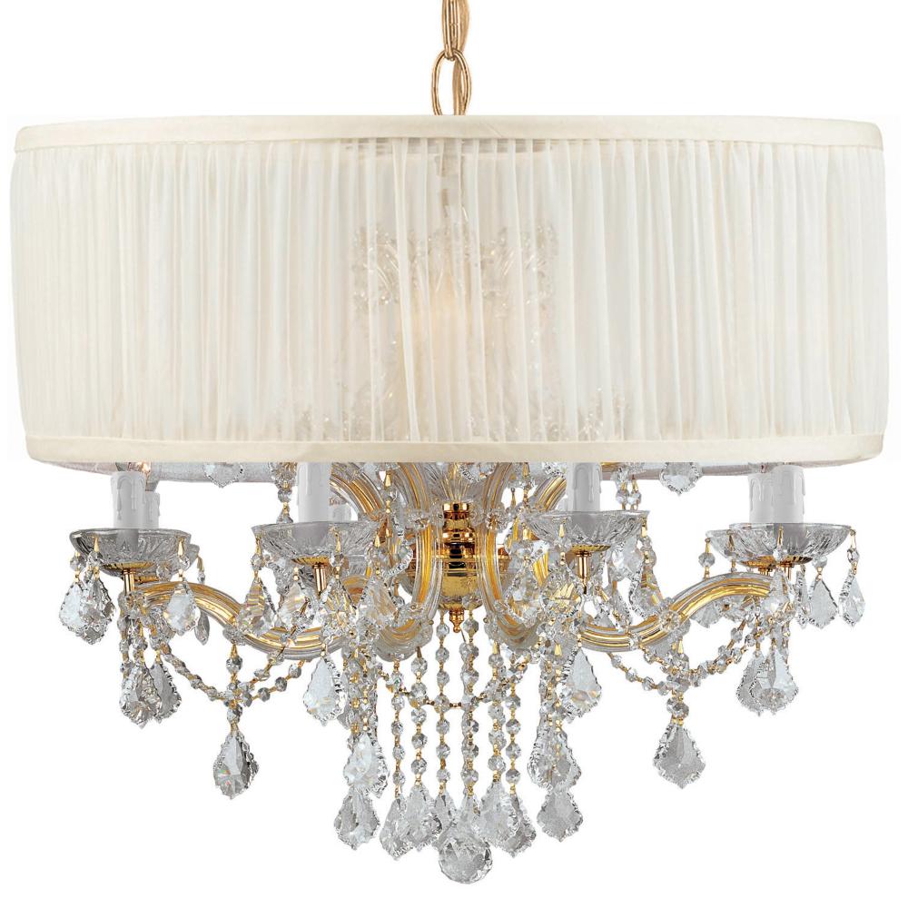 Crystorama Lighting 4489-GD-SAW-CLM Brentwood 12 Light Drum Shade Gold Chandelier