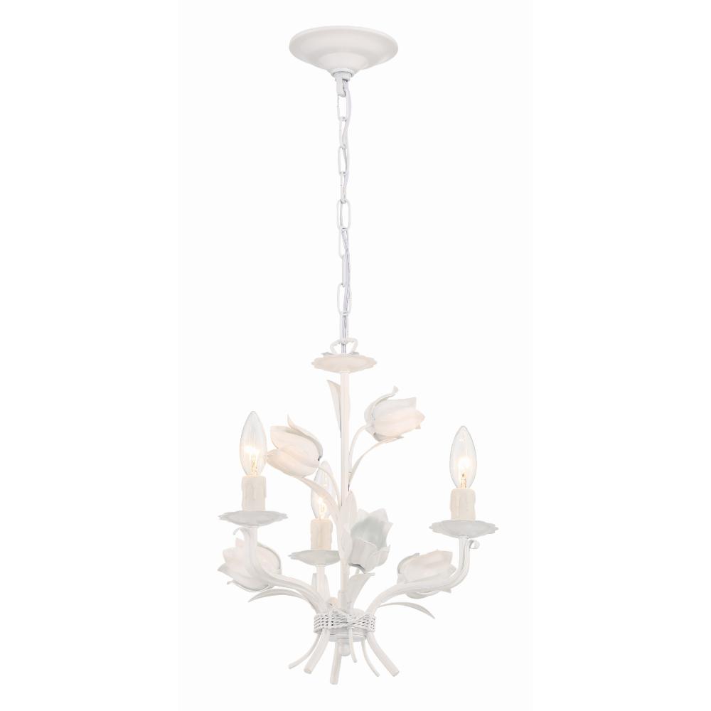 Crystorama Lighting 4813-WW Southport 3 Light Wet White Floral Mini Chandelier
