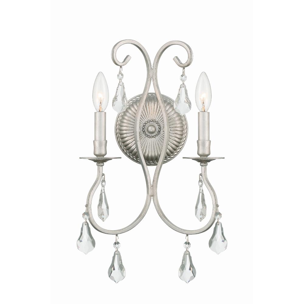 Crystorama Lighting 5012-OS-CL-MWP Ashton 2 Light Clear Crystal Silver Sconce