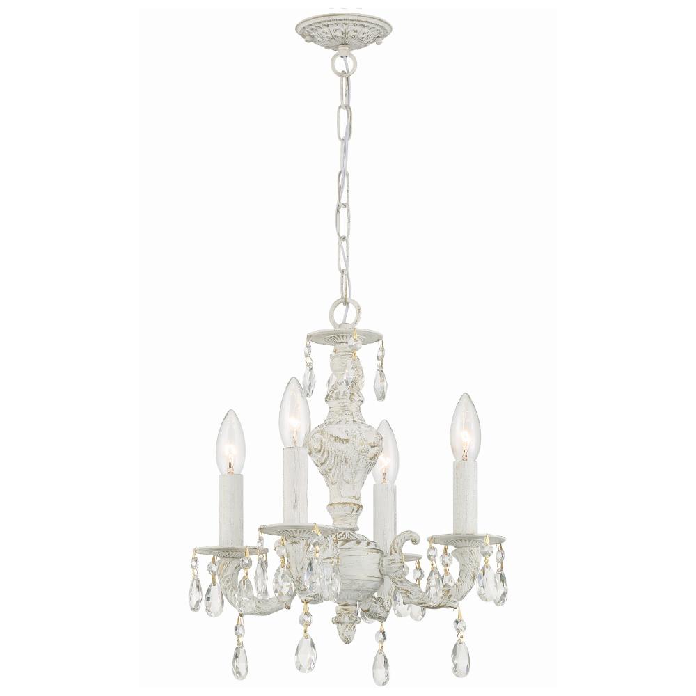 Crystorama Lighting 5024-AW-CL-MWP Paris Market 4 Light Clear Crystal White Mini Chandelier