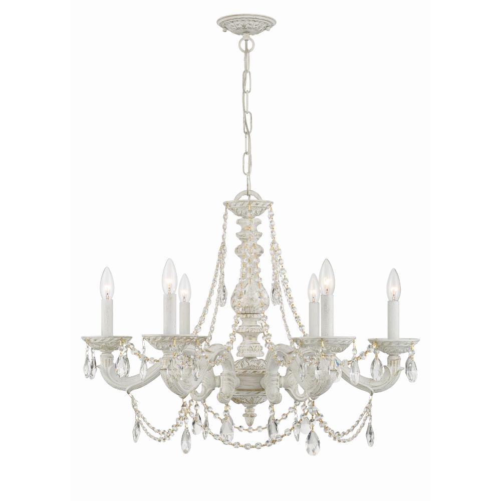 Crystorama Lighting 5026-AW-CL-MWP Paris Market 6 Light Clear Crystal White Chandelier