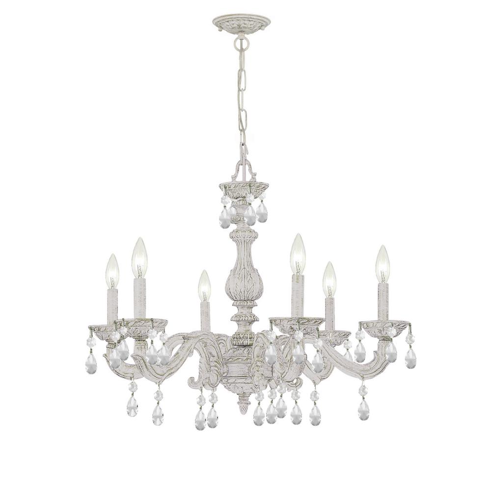 Crystorama Lighting 5036-AW-CL-SAQ Paris Market 6 Light Clear Spectra Crystal White Chandelier