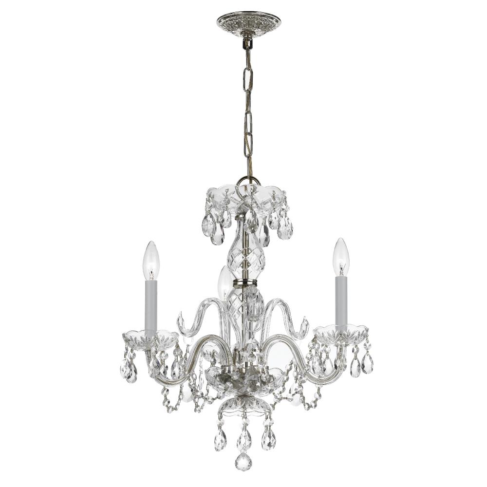Crystorama Lighting 5044-CH-CL-MWP Traditional Crystal 3 Light Clear Crystal Chrome Mini Chandelier
