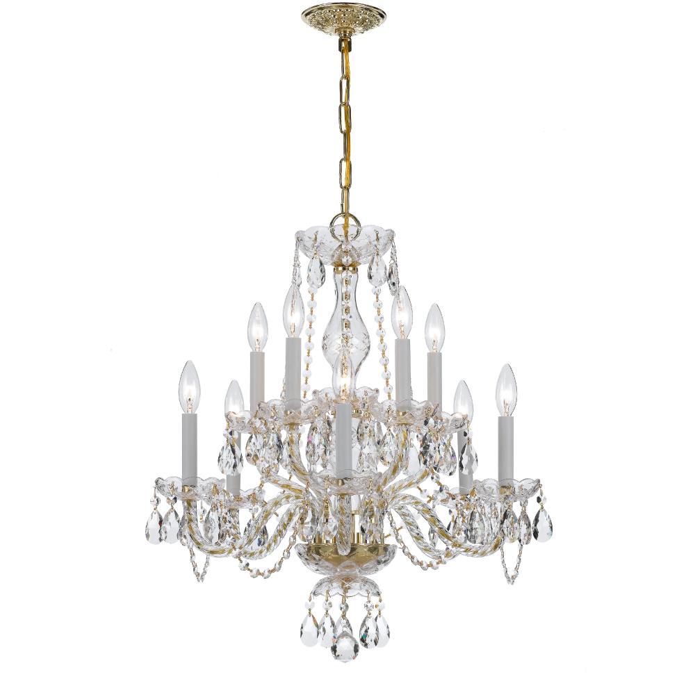 Crystorama Lighting 5080-PB-CL-MWP Traditional Crystal 10 Light Clear Crystal Brass Chandelier V