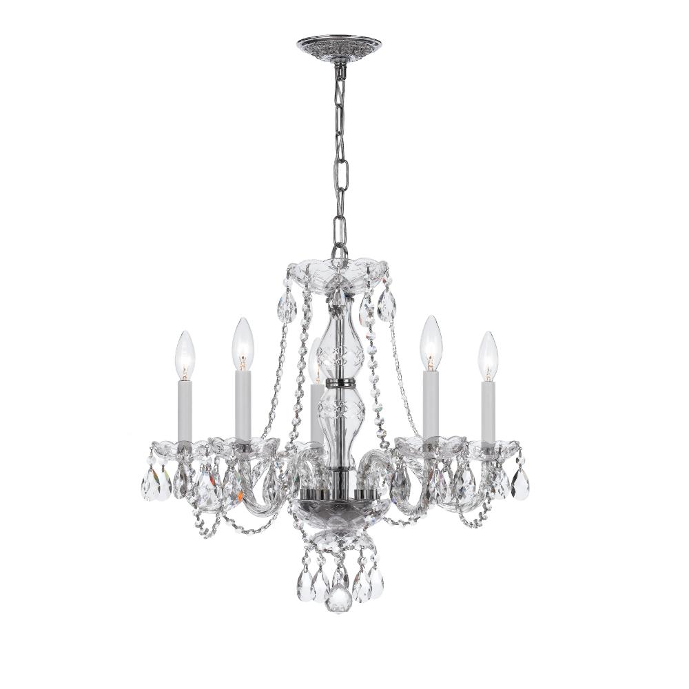 Crystorama Lighting 5085-CH-CL-MWP Traditional Crystal 5 Light Crystal Chrome Chandelier V
