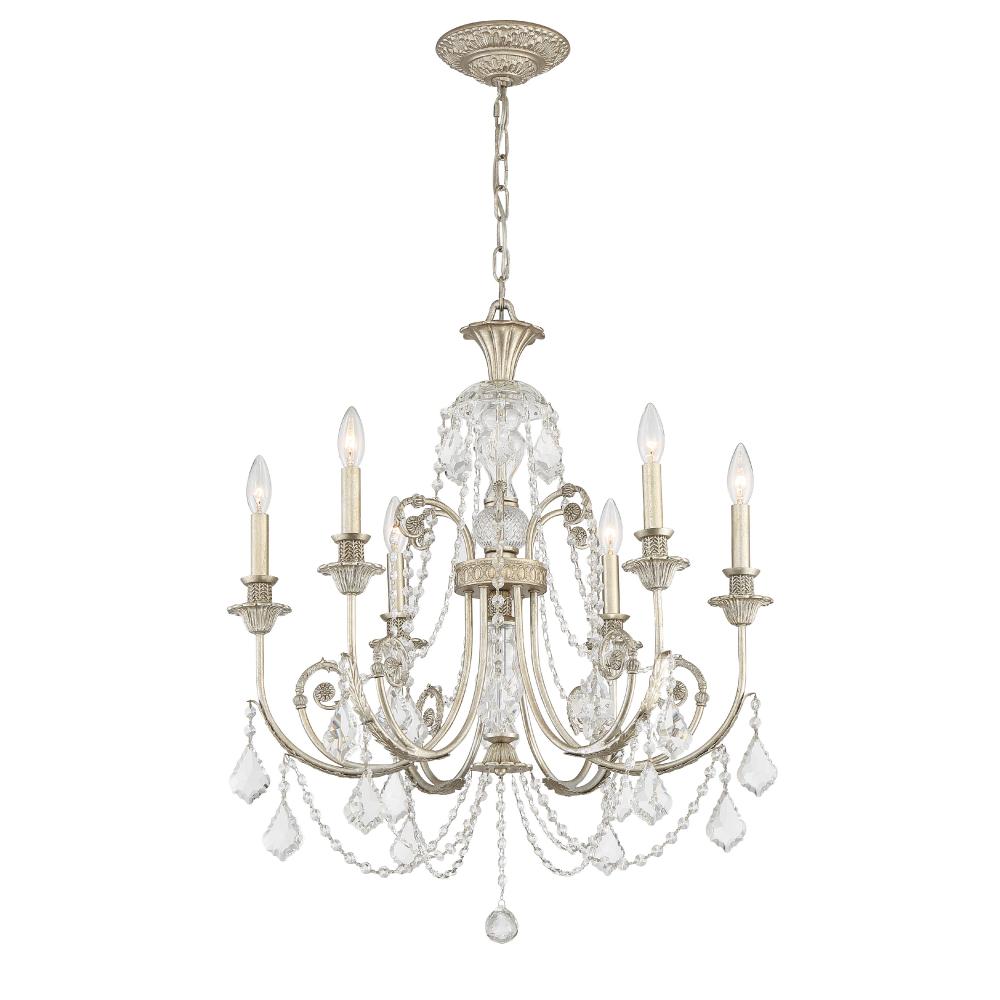 Crystorama Lighting 5116-OS-CL-MWP Regis 6 Light Clear Crystal Silver Chandelier