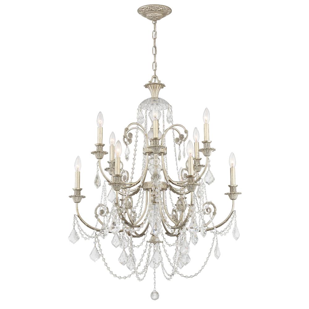 Crystorama Lighting 5119-OS-CL-MWP Regis 12 Light Clear Crystal Silver Chandelier