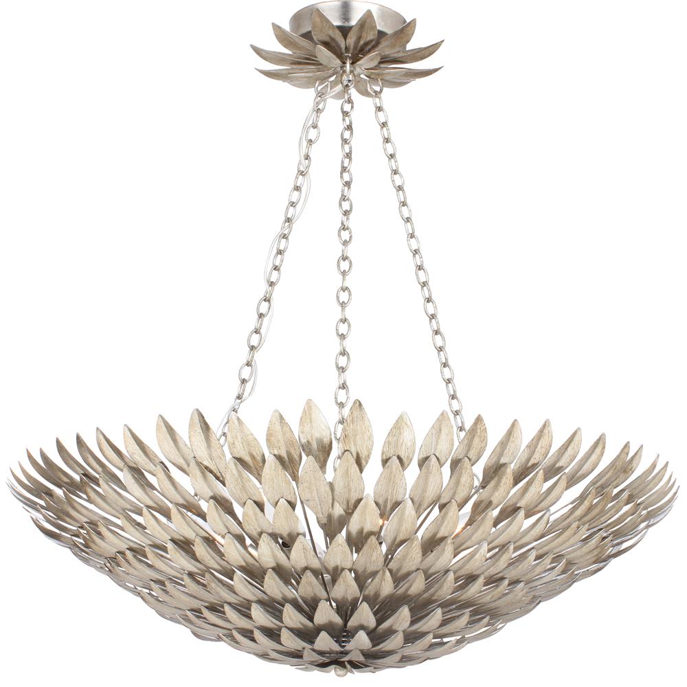Crystorama Lighting 519-SA Broche 8 Light Antique Silver Floral Chandelier