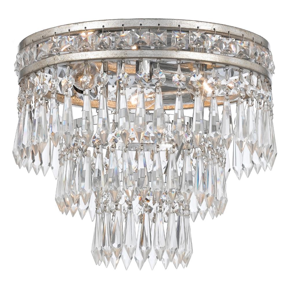 Crystorama Lighting 5260-OS-CL-MWP Mercer 3 Light Clear Crystal Silver Flush Mount