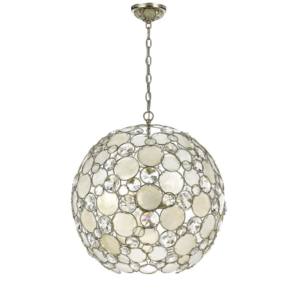 Crystorama Lighting 529-SA Palla 6 Light Antique Silver Sphere Chandelier
