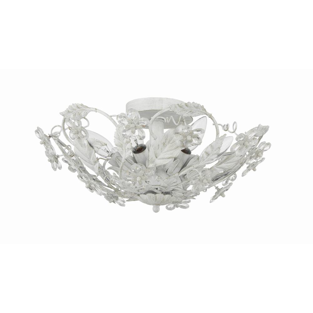 Crystorama Lighting 5316-AW Paris Market 6 Light Antique White Youth Ceiling Mount Draped In Clear Hand Cut Crystal