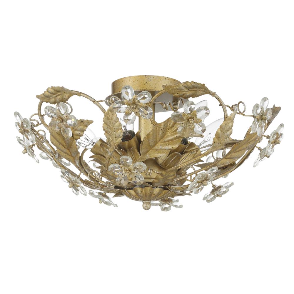 Crystorama Lighting 5316-GL Paris Market 6 Light Gold Leaf Youth Ceiling Mount Draped In Clear Hand Cut Crystal