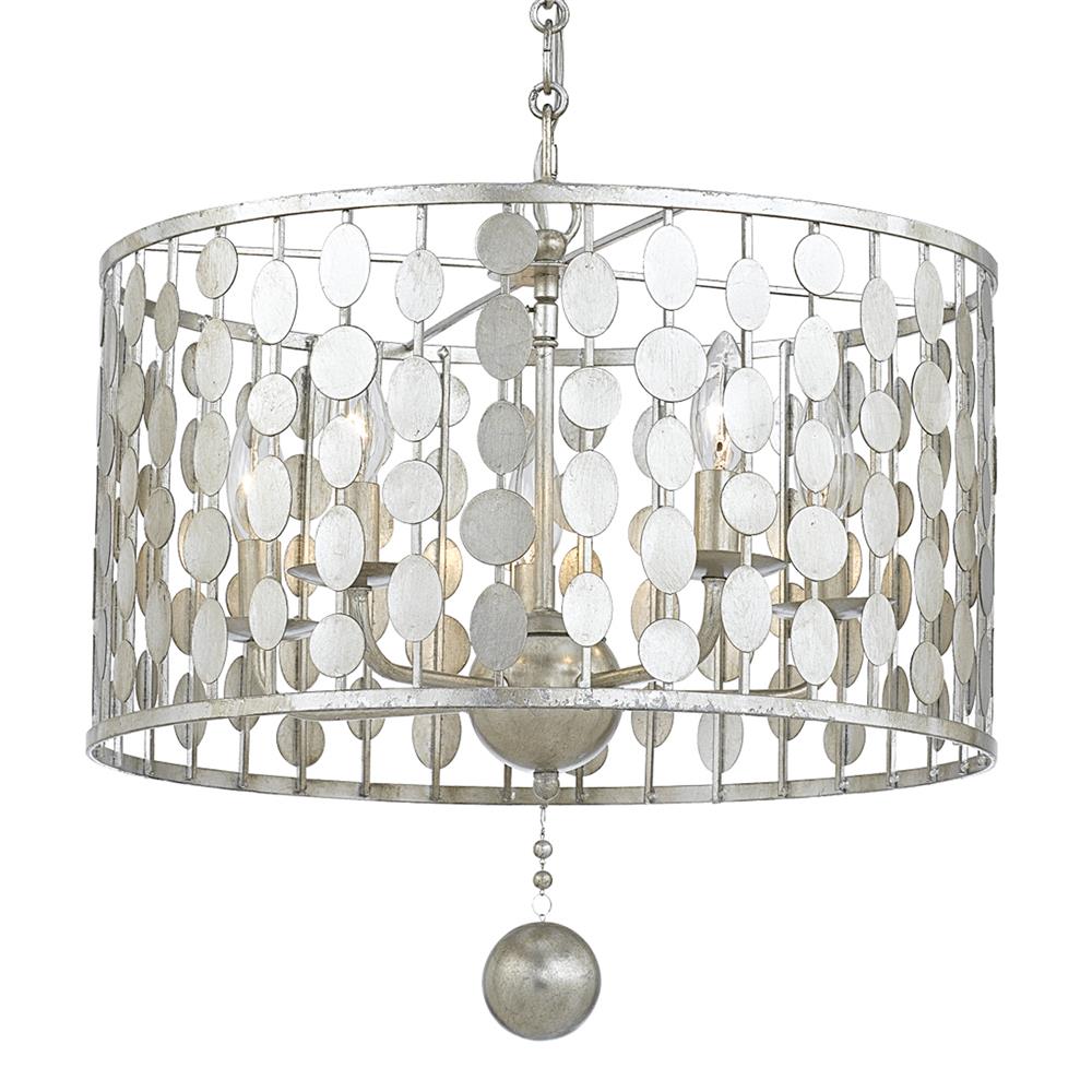 Crystorama Lighting 545-SA Layla 5 Light Antique Silver Eclectic Industrial Glam Chandelier