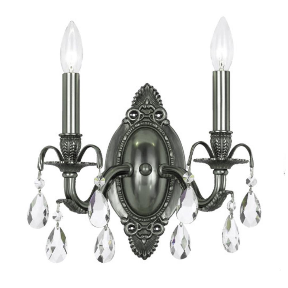 Crystorama Lighting 5562-PW-CL-MWP Dawson 2 Light Clear Crystal Pewter Sconce