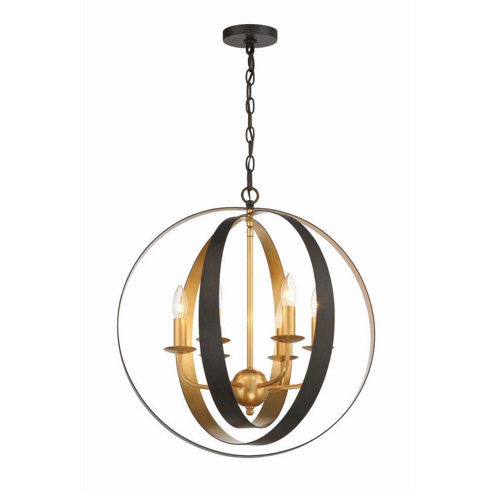 Crystorama Lighting 585-EB-GA Luna 6 Light Bronze & Gold Sphere Large Chandelier