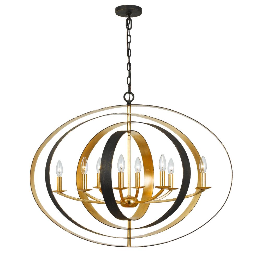 Crystorama Lighting 588-EB-GA Luna 8 Light Bronze & Gold Oval Chandelier