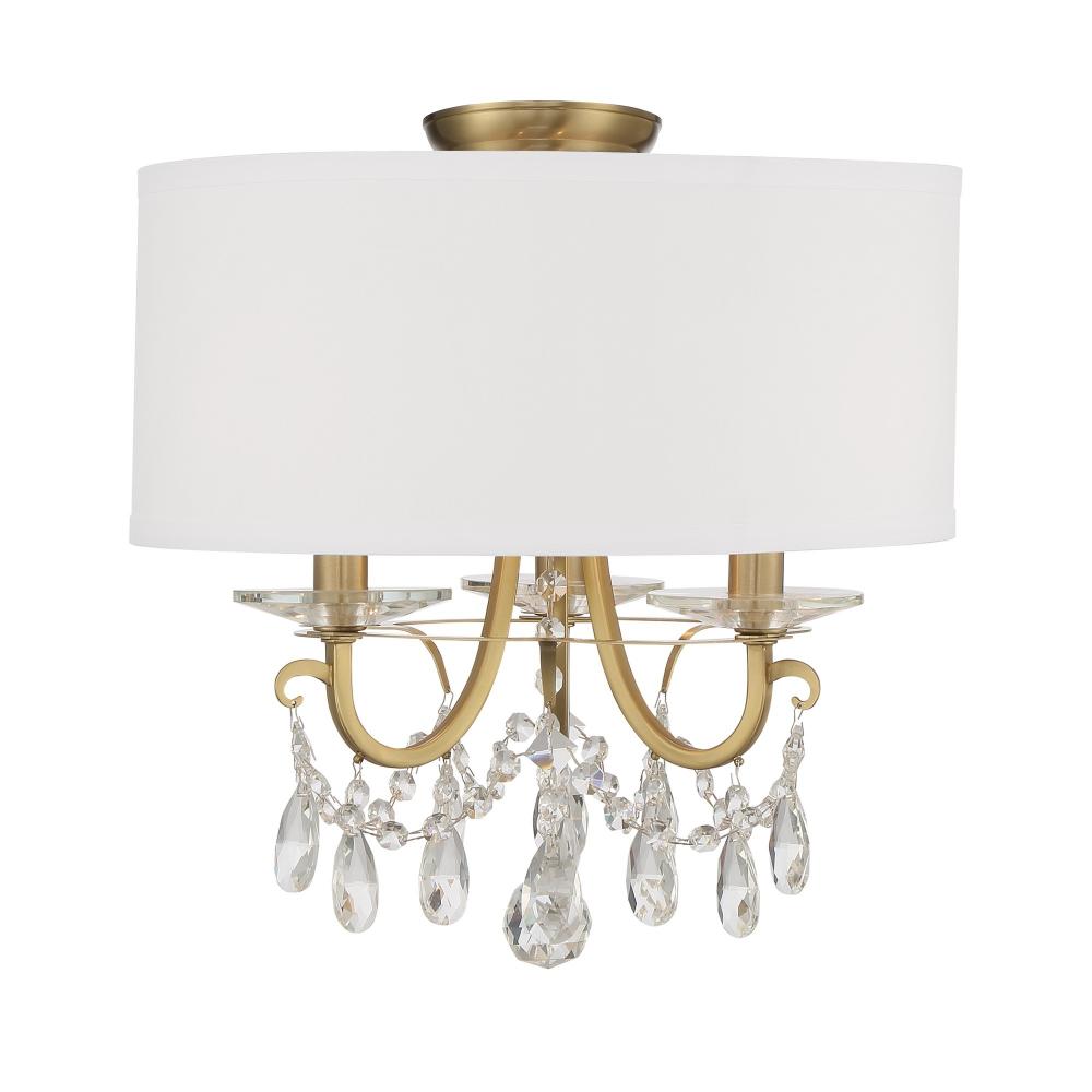 Crystorama Lighting 6623-VG-CL-MWP_CEILING Othello 3 Light Vibrant Gold Ceiling Mount