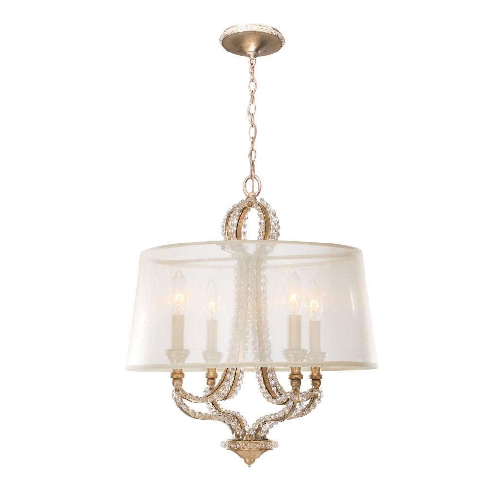 Crystorama Lighting 6764-DT Garland 4 Light Distressed Twilight Eclectic Mini Chandelier Draped In Hand Cut Crystal Beads