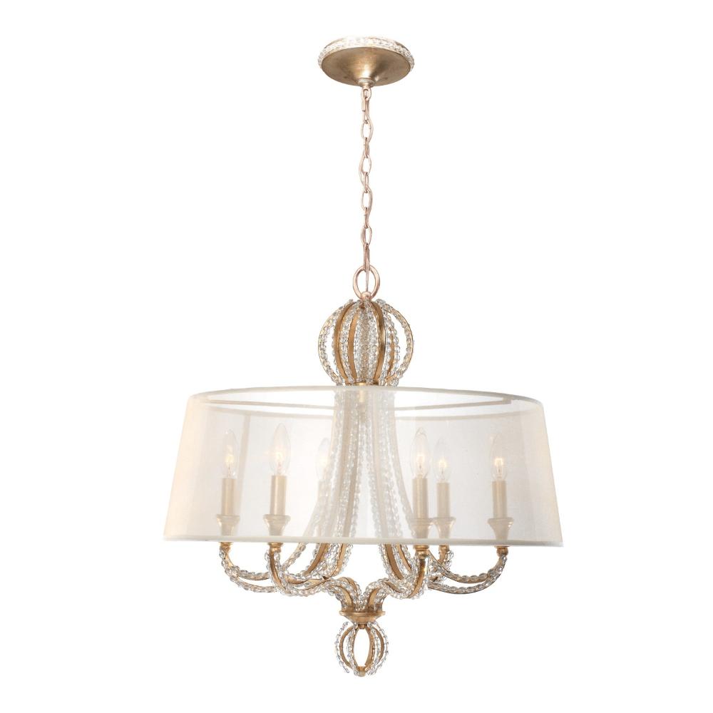 Crystorama Lighting 6767-DT Garland 6 Light Distressed Twilight Eclectic Chandelier Draped In Hand Cut Crystal Beads