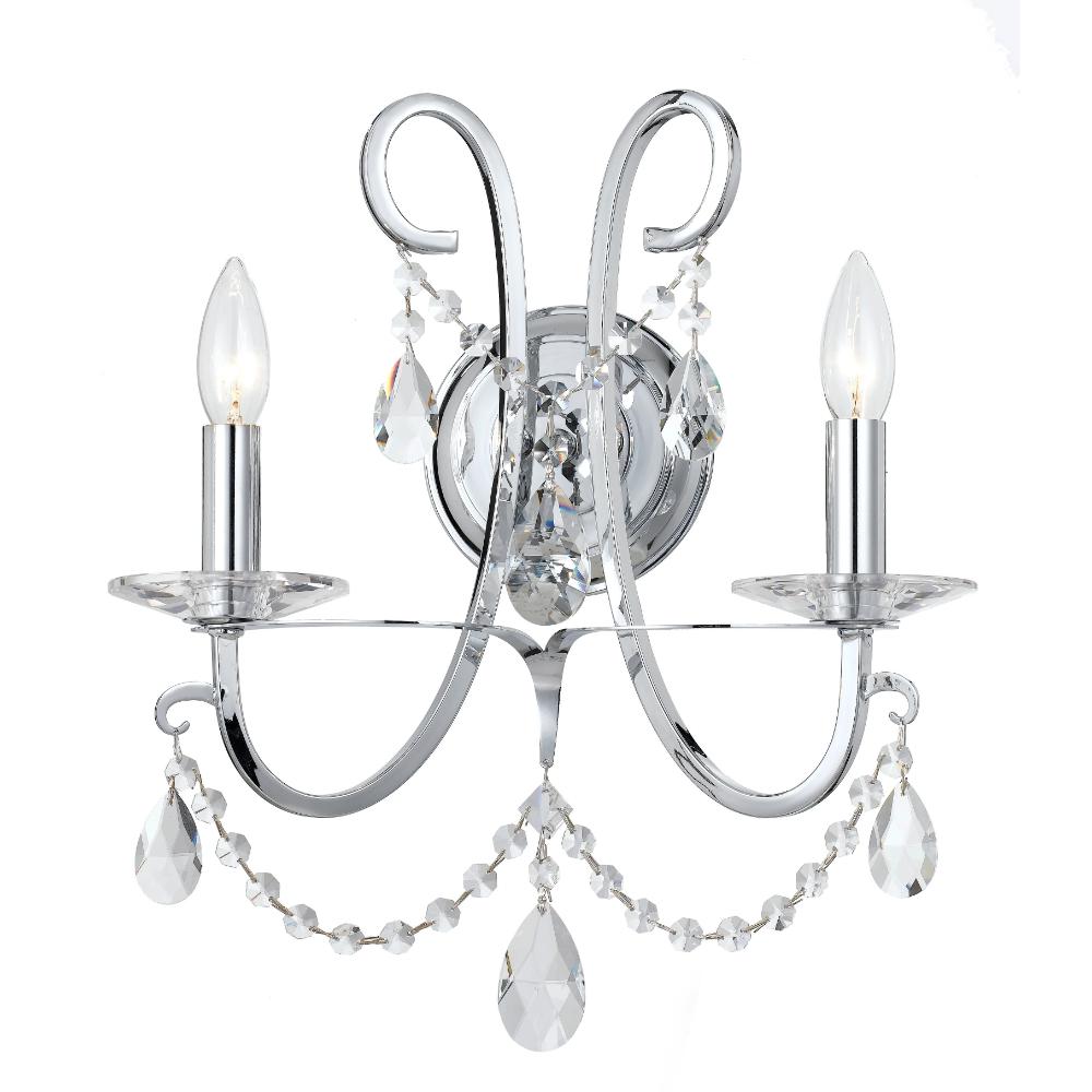 Crystorama Lighting 6822-CH-CL-SAQ Othello 2 Light Spectra Crystal Polished Chrome Sconce