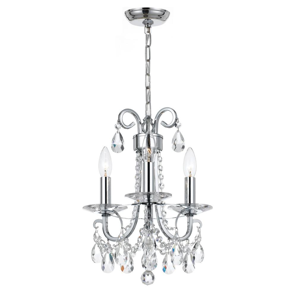 Crystorama Lighting 6823-CH-CL-MWP Othello 3 Light Clear Crystal Polished Chrome Mini Chandelier
