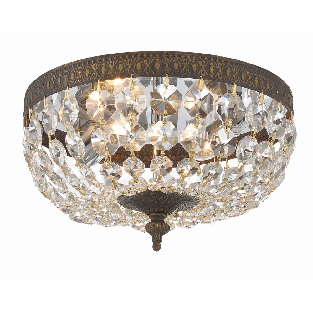 Crystorama Lighting 710-EB-CL-MWP Ceiling Mount 2 Light English Bronze Traditional Ceiling Mount Draped In Clear Hand Cut Crystal