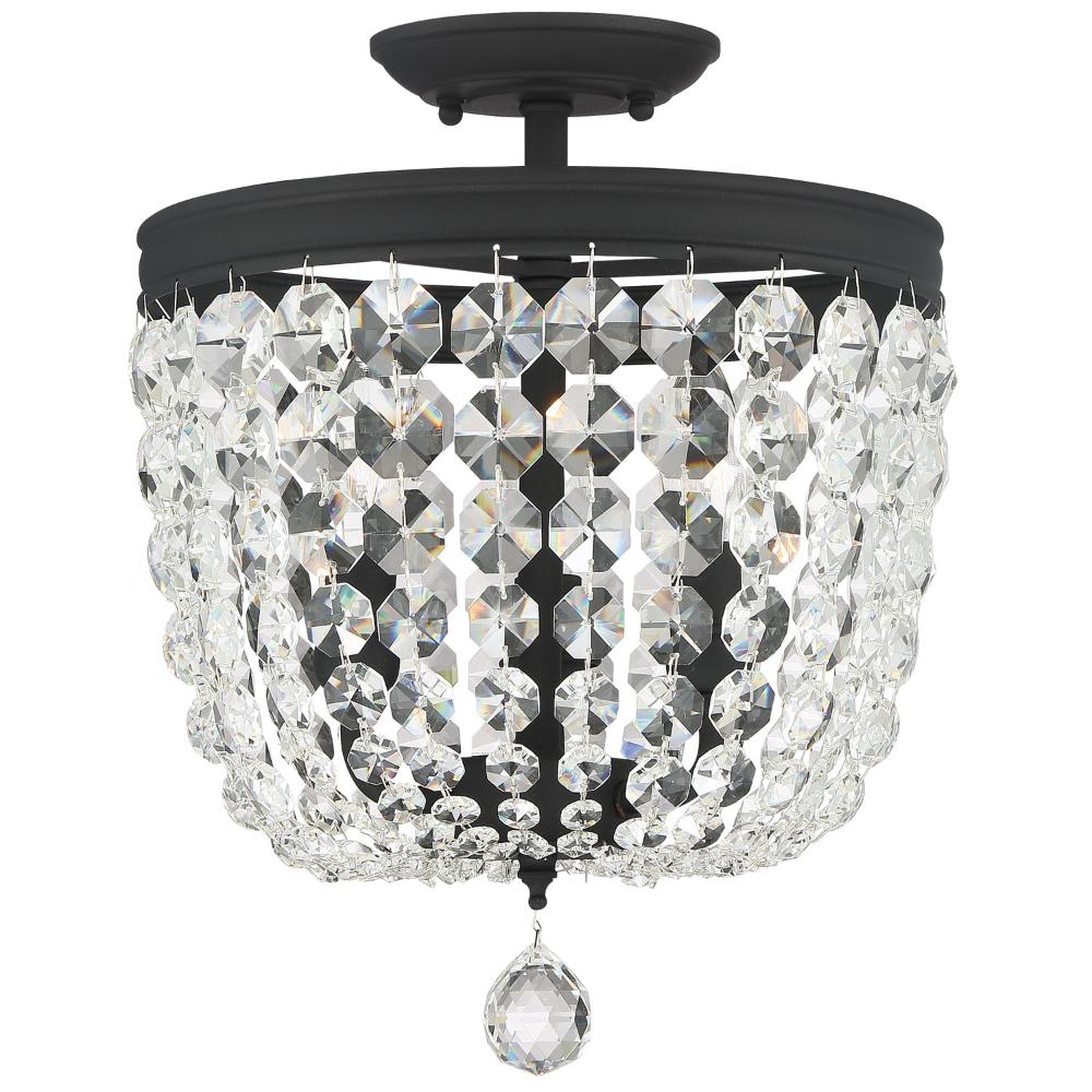 Crystorama Lighting 783-BF-CL-SAQ Archer 3 Light Crystal Black Forged Ceiling Mount